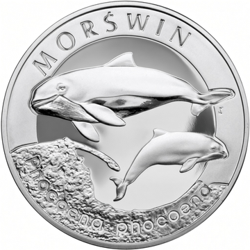 Сребърна монета Животни на света - Морска свиня 20 злоти сребро 2004 Proof