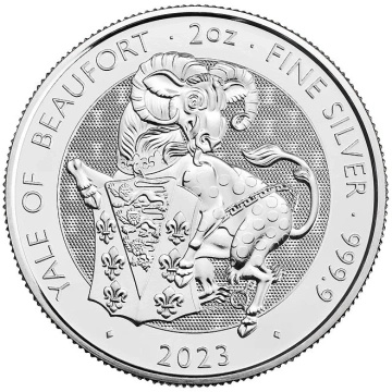 The Royal Tudor Beasts: The Yale Of Beaufort 2 uncje Srebra 2023