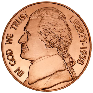 Jefferson Nickel 1 uncja Miedzi
