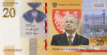Banknot NBP Lech Kaczyński "Warto być Polakiem" 2021 20 zł