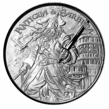 Сребърна монета Антигуа и Барбуда: Контрабандист на ром и пират 1 унция сребро 2025