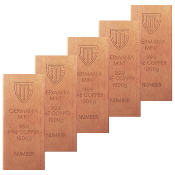 Комплект медни кюлчета Germania Mint 5 x 1000 г мед