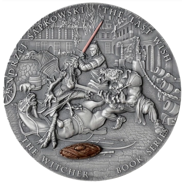 Niue: Wiedźmin: Ostatnie Życzenie kolorowany 200 g Srebra 2025 High Relief Antiqued Coin