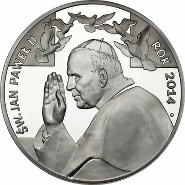 Сребърен медал Канонизация на Йоан Павел II 1000 г сребро 2014 Proof