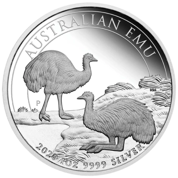 Australijski Emu 1 uncja Srebra 2020 Proof