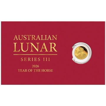 Perth Mint: Lunar III – Годината на коня 0,5 грама Злато 2026 Proof