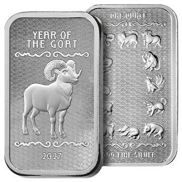 Сребърно кюлче Lunar Year of the Goat 1 унция сребро 2027 Prooflike