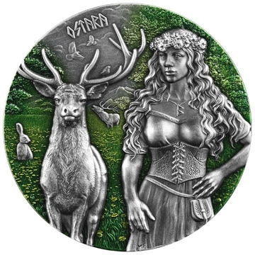 Valkyries: Ostara barevná 2 unce stříbra 2023 Ultra High Relief