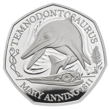 Příběhy Země: Temnodontosaurus 50p stříbro 2021 Proof