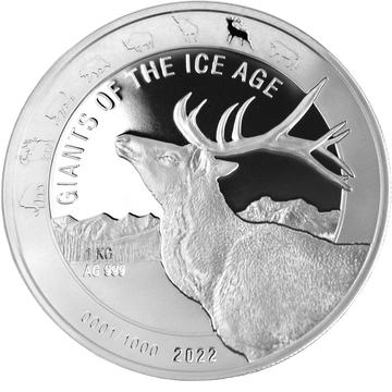 Ghana: Giants of the Ice Age - Renifer 1000 g stříbra 2022