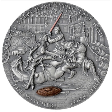 Niue: Zaklínač: Poslední přání kolorovaná 200 g Stříbra 2025 High Relief Antiqued Coin