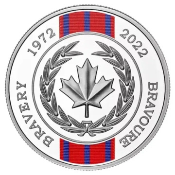 Kanada: Medal of Bravery barevná 50. výročí 1 unce stříbra 2022 Proof