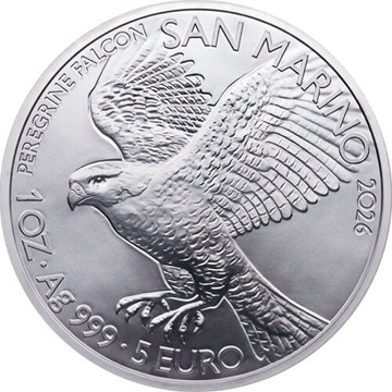 Stříbrná mince San Marino - Peregrine Falcon 1 unce stříbra 2026