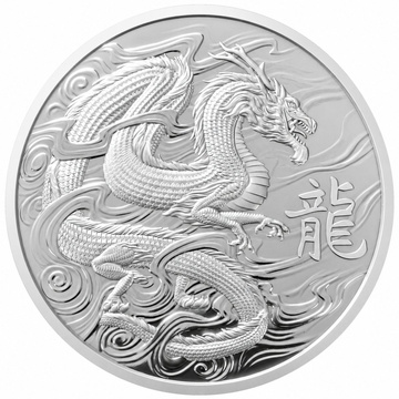 Stříbrná mince Lunar Dragon 1 unce stříbra 2024 Proof