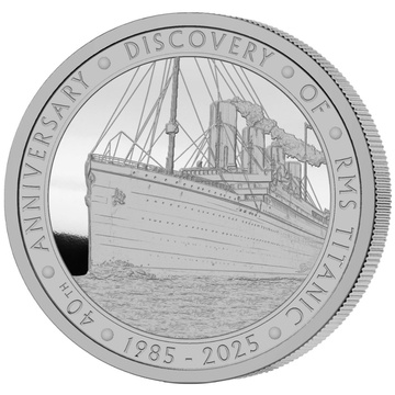 Stříbrná mince 40. výročí objevení HMS Titanic £5 stříbro 2025 Proof