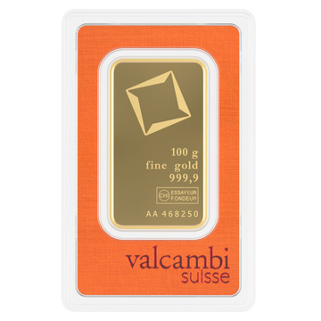 Zlatý slitek Valcambi 100 g zlata