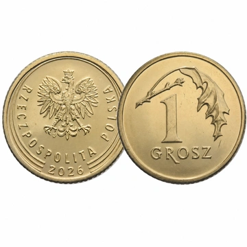 Národní banka Polska: 1 groš z mincovního sáčku mince z roku 2026 UNC