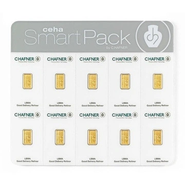10 x 1 gram zlatý slitek Smart Pack C.Hafner