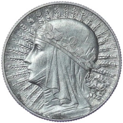 Poland: "Head of a Woman" Jadwiga 5 zloty Silver Random Year