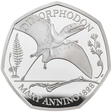 Příběhy Země: Dimorphodon 50p stříbro 2021 Proof