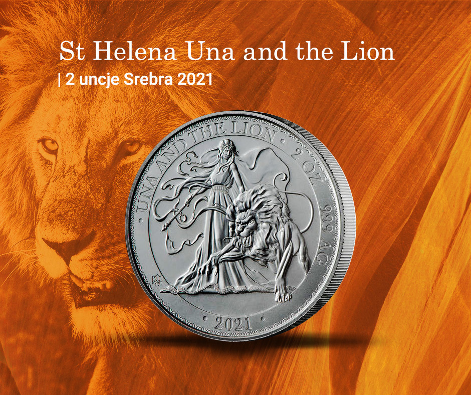 St Helena Una and the Lion 2 uncje Srebra 2021