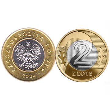 Polnische Nationalbank: 2 PLN aus dem Münzsack Münze von 2024 UNC