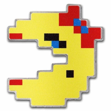 Niue: Ms.PAC-MAN coloured 1 oz Silber 2022 Proof Shaped Coin