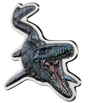 Niue: Jurassic World - Mosasaurus coloured 2 oz Silver 2022 Antiqued Coin