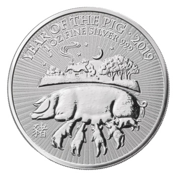 Lunar: Jahr des Schwein 1 oz Silber 2019 Royal Mint