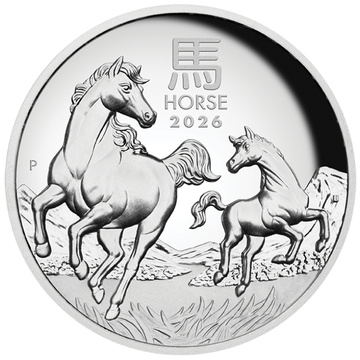 Perth Mint: Lunar III - Jahr des Pferdes 1 Unze Silber 2026 Proof High Relief
