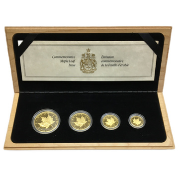 Set aus 4 Goldmünzen Kanadisches Ahornblatt 1989 Proof