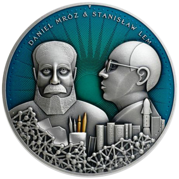 Malta: Daniel Mróz and Stanislaw Lem coloured 20 Euro Silber 2022 High Relief Antiqued Coin