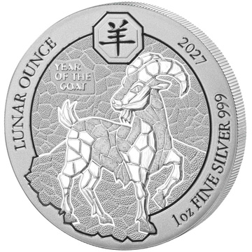 Silbermünze Lunar Ounce - Jahr der Ziege 1 Unze Silber 2027