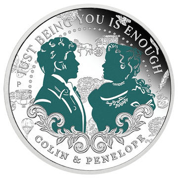 Silbermünze Bridgerton - Colin & Penelope koloriert 1/2 Unze Silber 2026 Proof