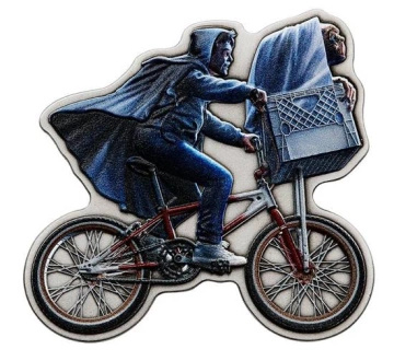 Niue: E.T. coloured - 40th Anniversary 2 oz Silber 2022 Proof Bicycle Shaped Coin