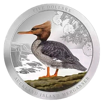 Auckland Island Merganser farbig 2 oz Silber 2021 Proof