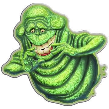 Niue: Ghostbusters - Slimer coloured 2 oz Silber 2024 Antiqued Shaped Coin