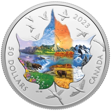 Canada: Canadian Collage - Four Seasons coloured 3 oz Silber 2023 Proof 