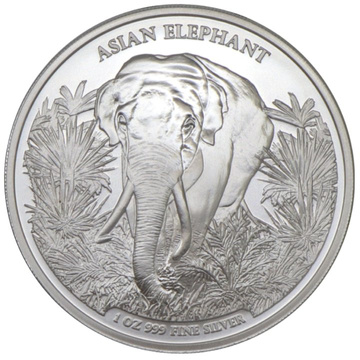 Cambodia: Asian Elephant 1 oz Silver 2023 
