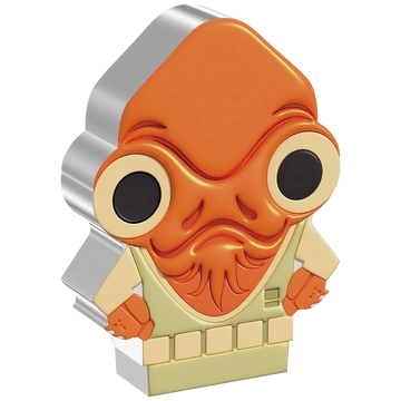 Niue: Star Wars – Admiral Ackbar Chibi Coin, koloriert, 1 Unze Silber, 2022, Proof