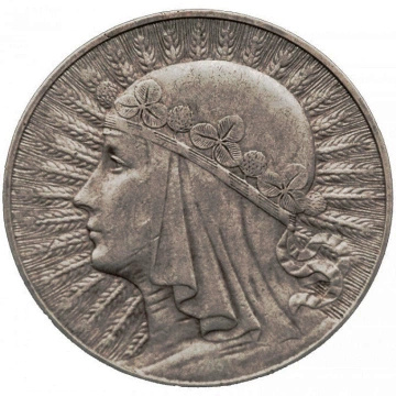 Poland: "Head of a Woman" Jadwiga 10 zloty Silver 1932-1933