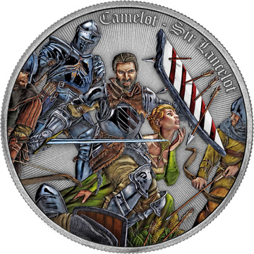 Silver Coin Camelot - Sir Lancelot Colored 1 oz Silver 2024 Antiqued Coin