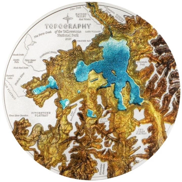 Cook Islands: Topography – Yellowstone Colorized 5 oz Silver 2025 Proof