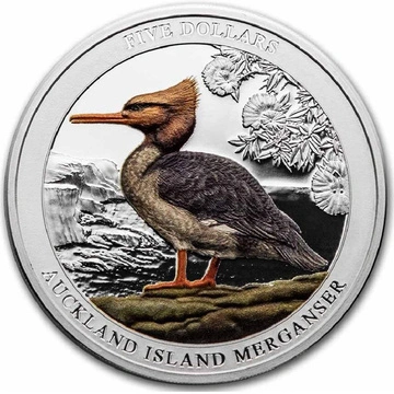 New Zealand Merganser Colorized 2 oz Silver 2021 Proof