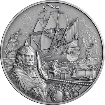 Barbados: Captains of Fortune – Oxford 2 oz Silver 2024 High Relief Antiqued Coin