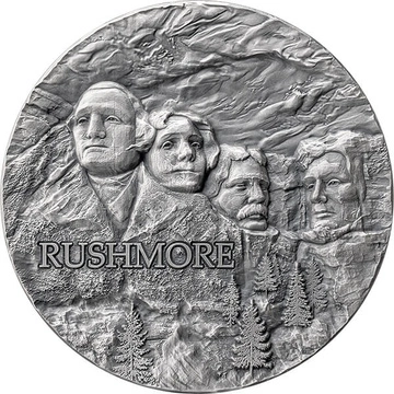 Ghana Rock-Cut Monuments Rushmore 2 oz Silver 2024 High Relief Antique Finish
