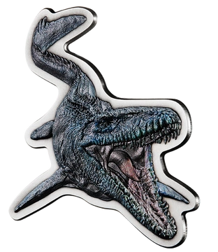 Niue: Jurassic World - Mosasaurus colored 2 oz Silver 2022 Antiqued Coin