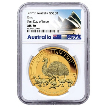 Australian Emu 1 oz Gold 2025 MS 70 NGC First Day of Issue