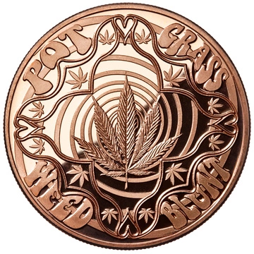 Cannabis Hippie Design 1 ounce of copper
