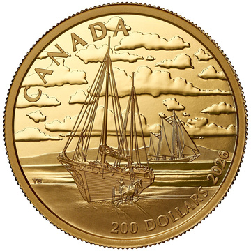 Canada: Tall Ships – Ketch Rig, $200 Gold, 2026, Proof